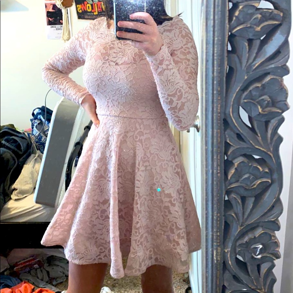 My Michelle long sleeve lace homecoming dress